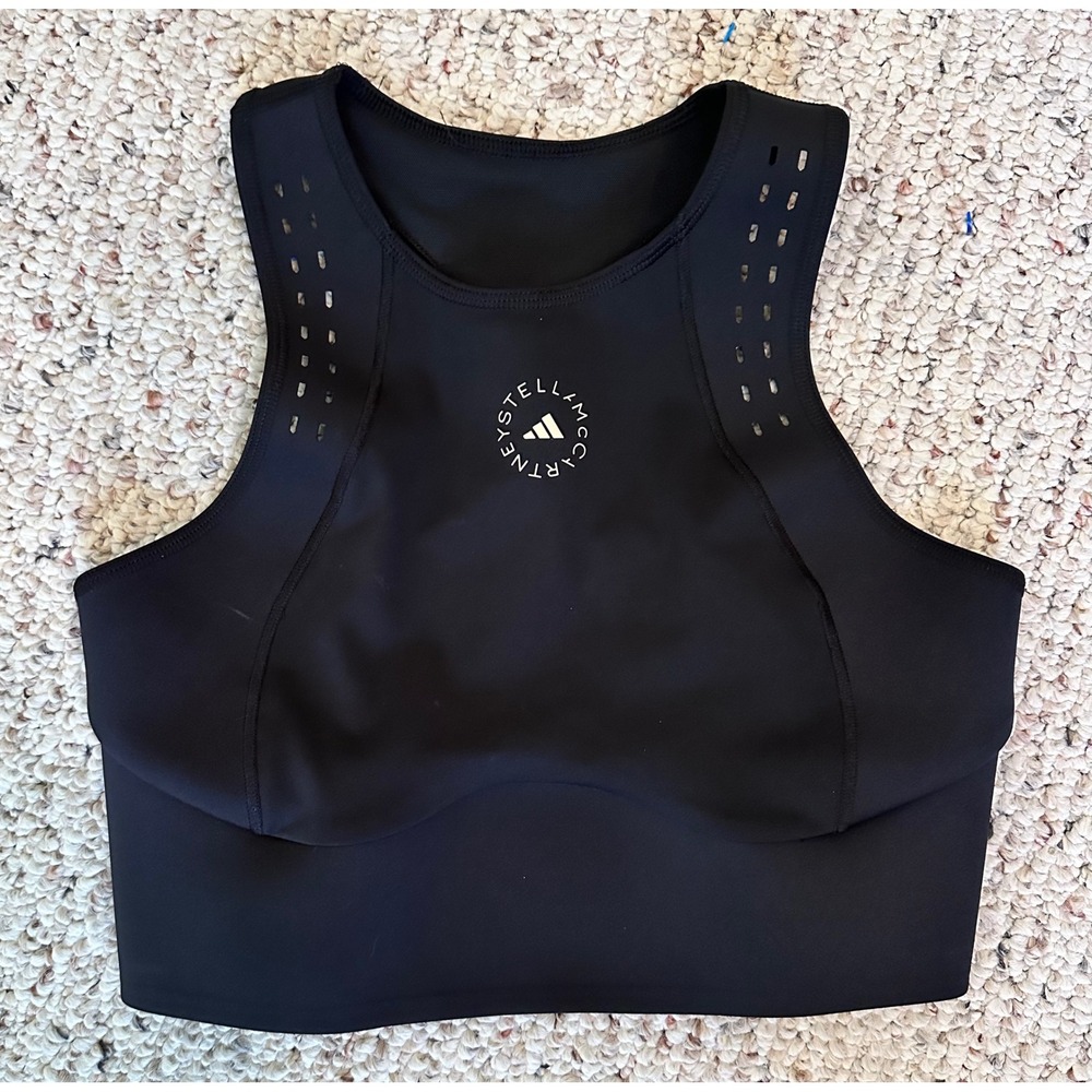 Adidas by Stella McCartney Black Racerback Sports Bra Cutout Perforated Top